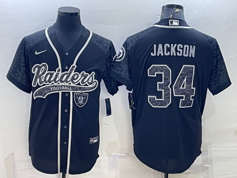 Men Oakland Raiders #34 Jackson Black Reflector 2022 Nike Co branded NFL Jerseys